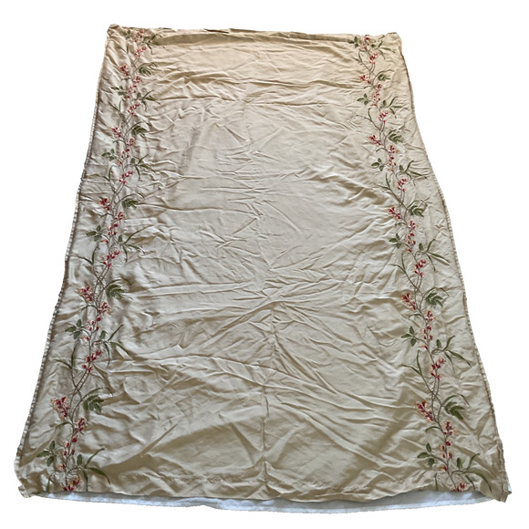 Pier 1 Lot Of 3 Vintage Embroidered SILK DUPLOI FLOWER PANELS LINED 52X 84 Lined - Picture 3 of 9